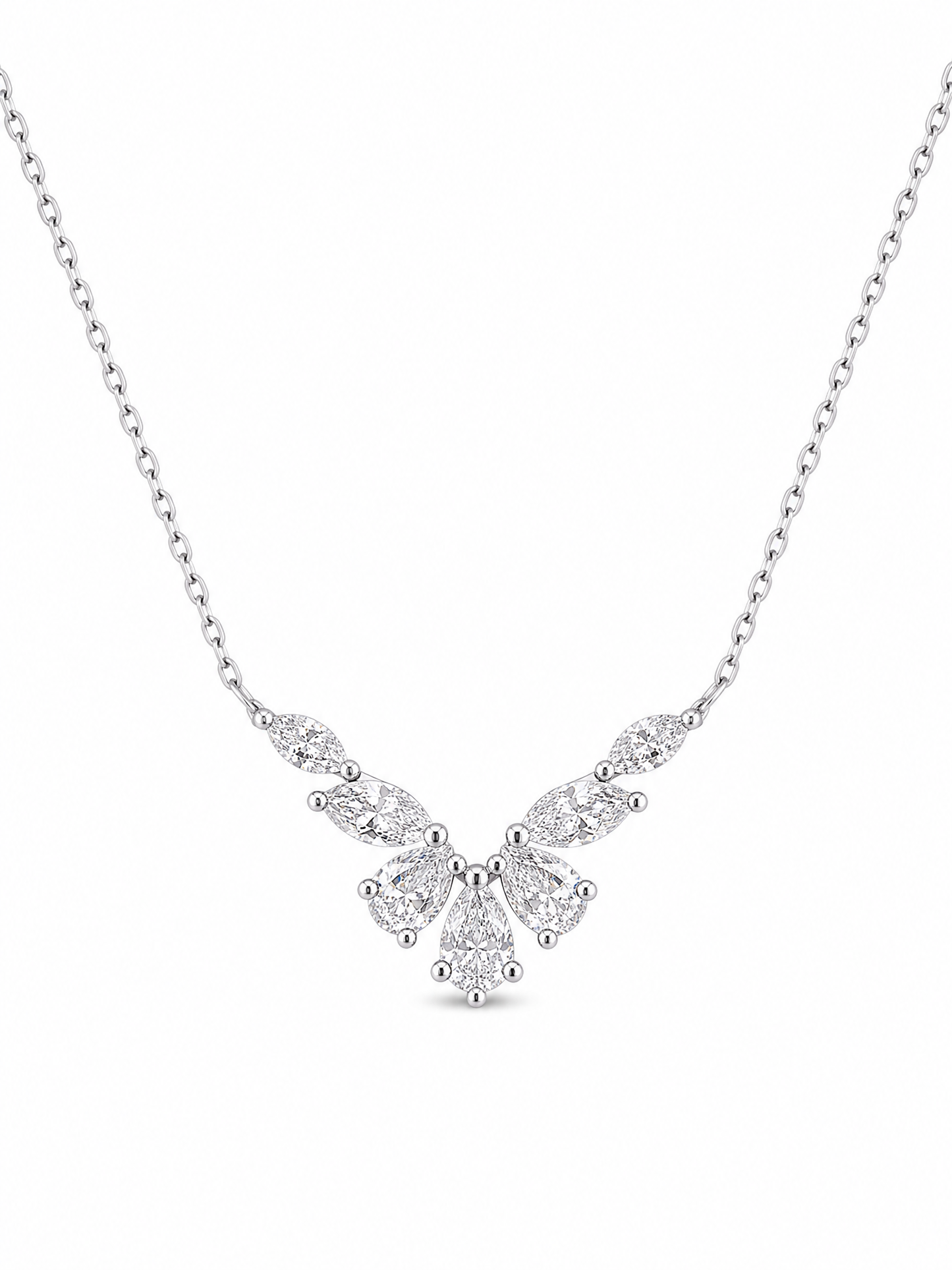 Pear and marquise cut diamond necklace by Memoire Jewellery