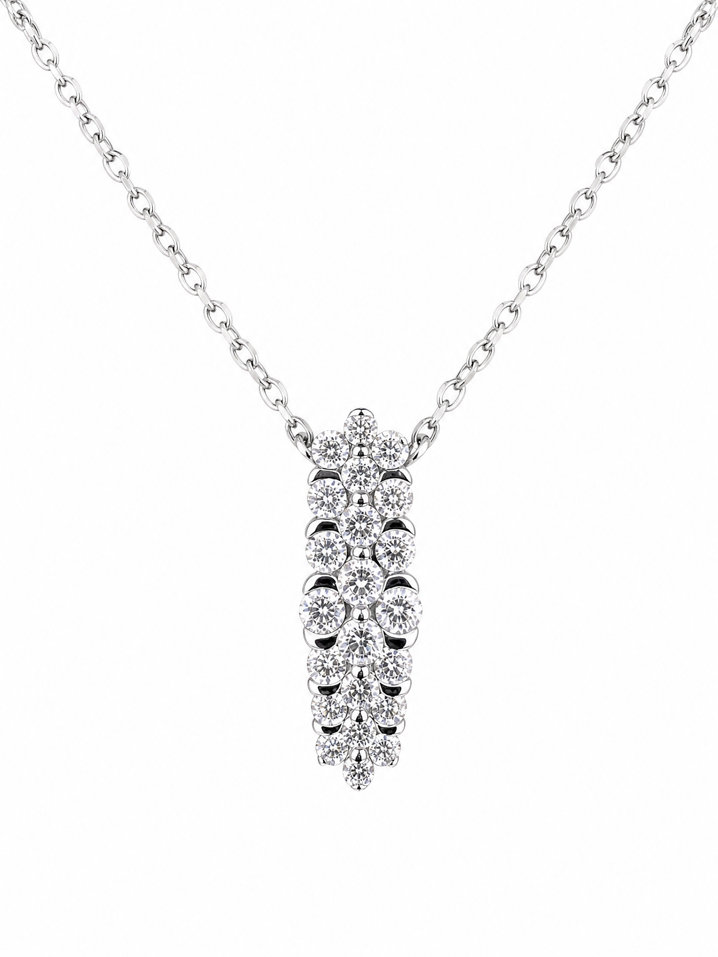 Diamond cluster drop pendant with chain by Memoire Jewellery