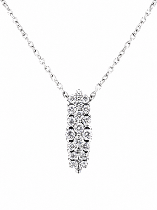 Diamond cluster drop pendant with chain by Memoire Jewellery
