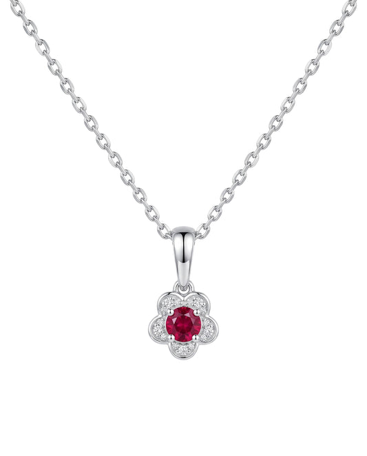 Natural ruby and natural diamond pendant with chain by Memoire Jewellery