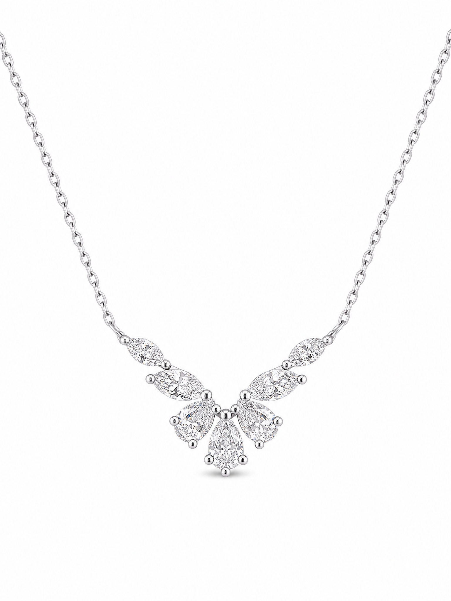 Pear and marquise cut diamond necklace by Memoire Jewellery