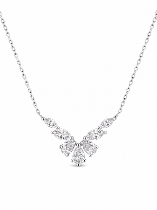 Pear and marquise cut diamond necklace by Memoire Jewellery