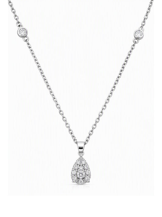 Round and single cut diamond cluster pendant with chain by Memoire Jewellery