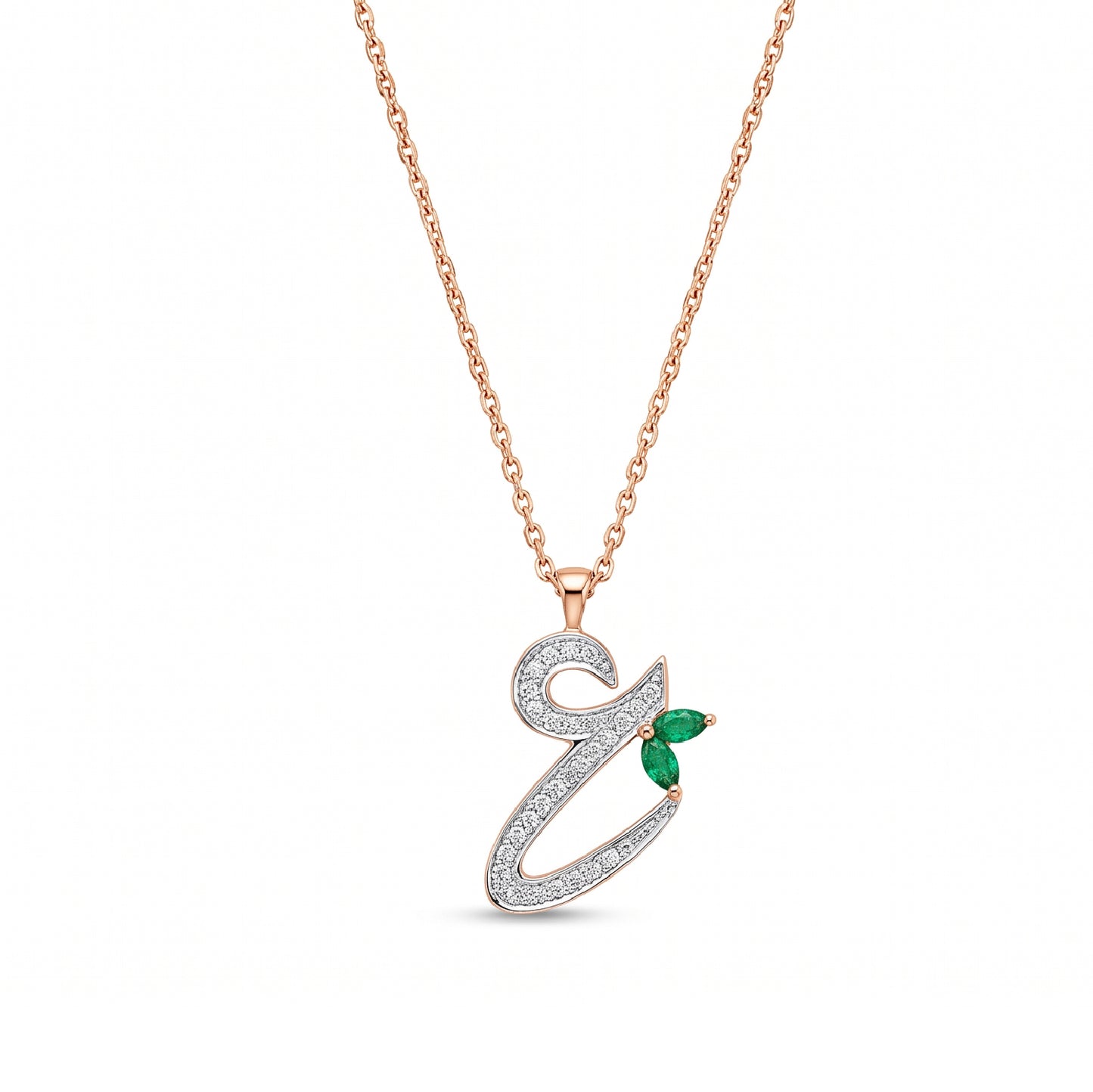 18k Gold Necklace with Diamond-Accented Letter