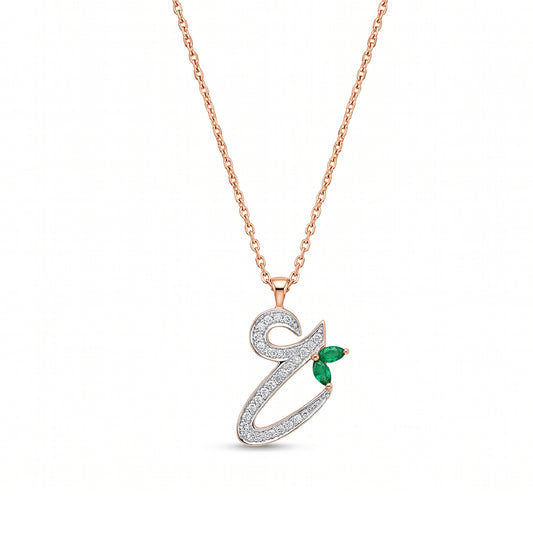 18k Gold Necklace with Diamond-Accented Letter