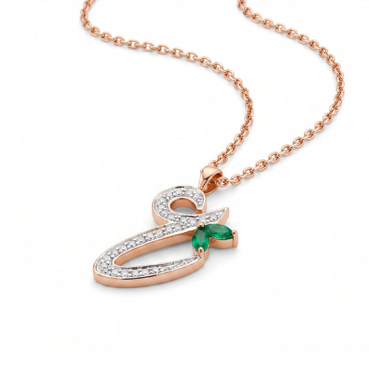 18k Gold Necklace with Diamond-Accented Letter